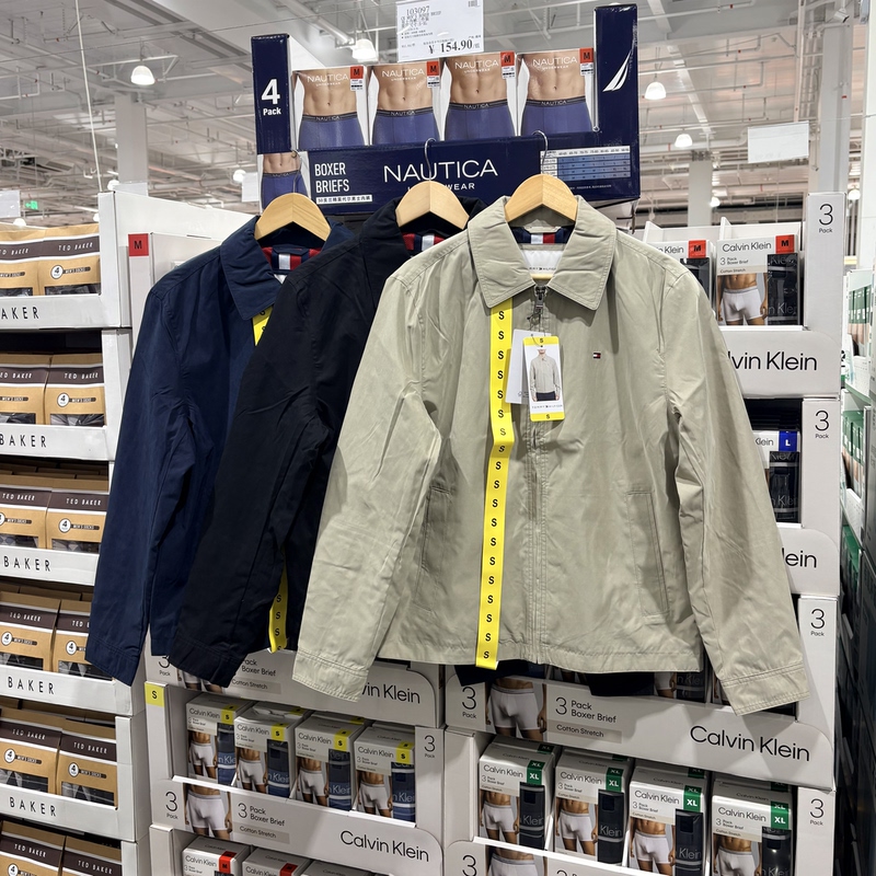 Costco Genuine Tommy Hilfiger Men's Spring and Autumn Jacket Zipper Casual Harrington Jacket Trench Coat