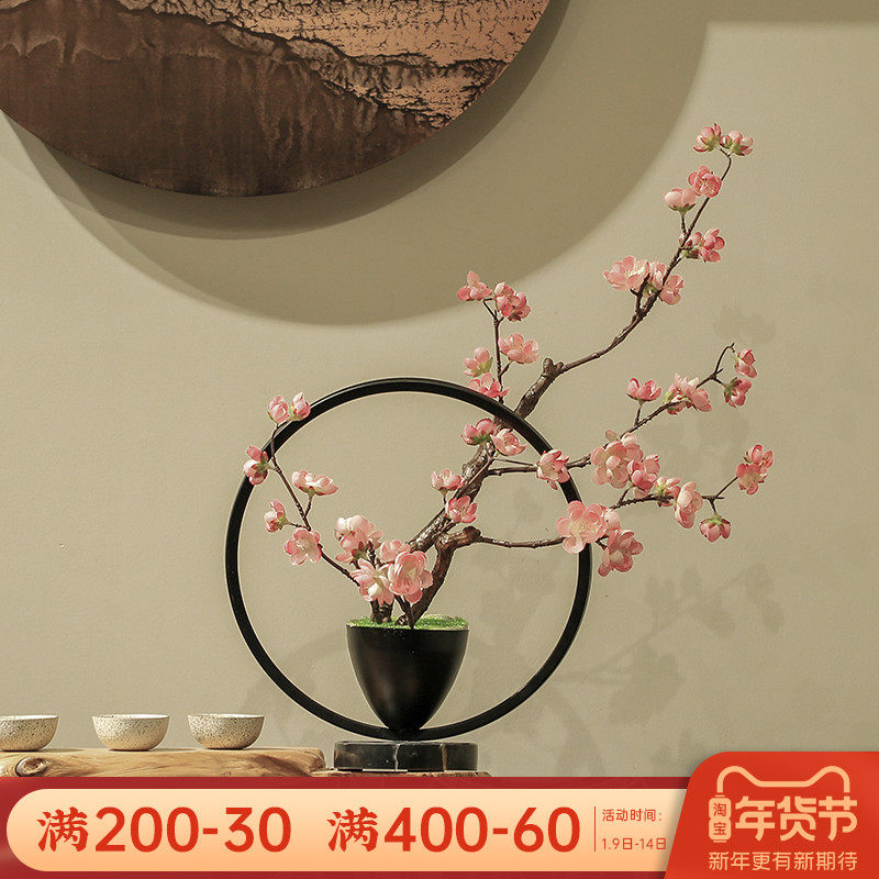 New Chinese simulation plum blossom iron bonsai decoration plastic fake flower living room soft decoration decoration decoration table flower set