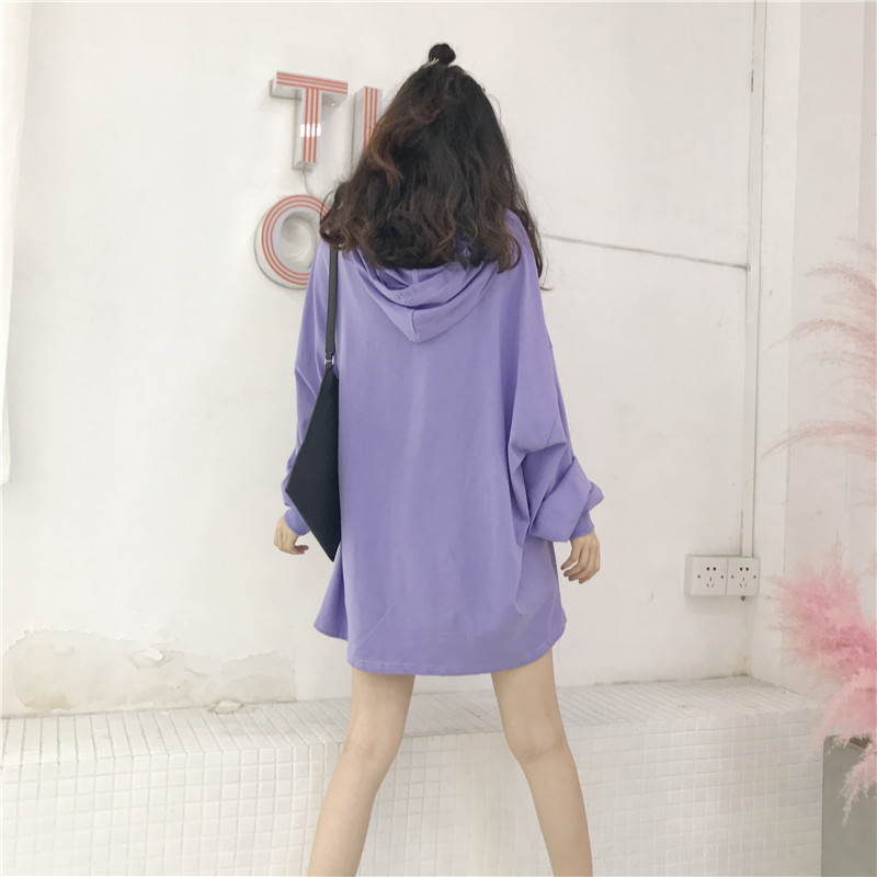 VK旗艦店 韓系個性連帽印花滿版長袖洋裝