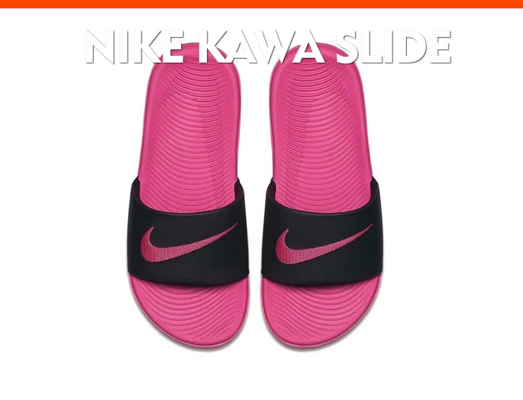 Hongfei Sports Nike Kawa Slide Black Red Giày nữ GS Sports Beach Dép 819353-001