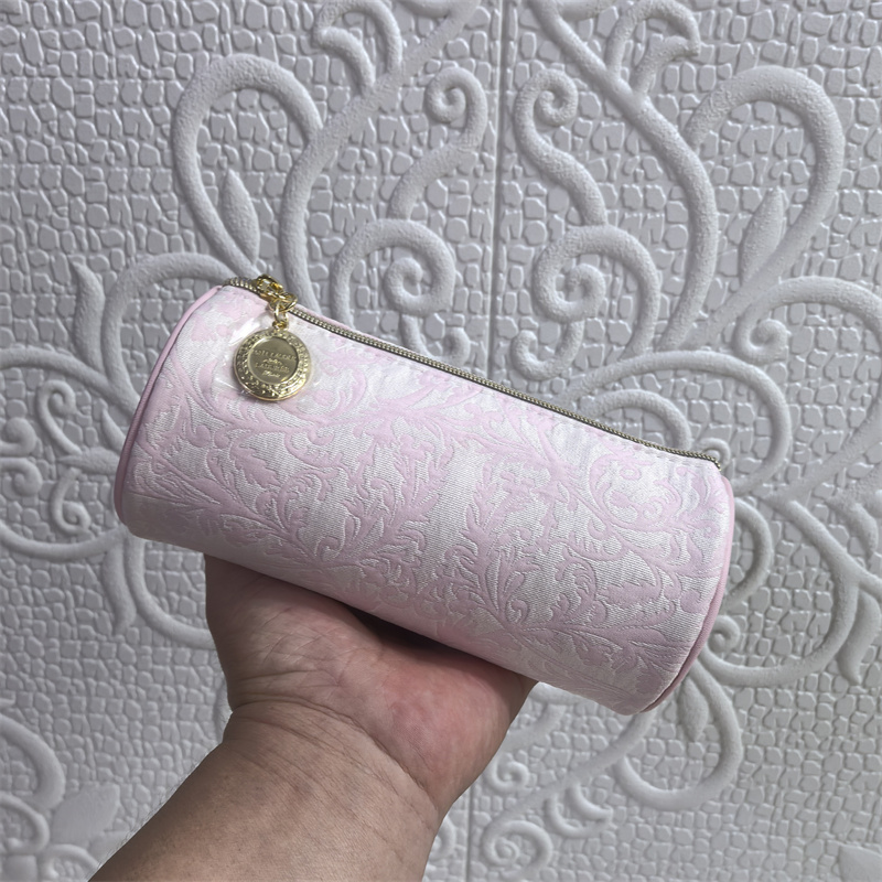 Estee Lauder's New Pink Cylindrical Flower-Shaped High-Value Portable Simple Makeup Bag Coin Storage Bag Organizer Bag Estee Lauder's New Pink Cylindrical Flower-Shaped High-Value Portable Simple Makeup Bag Coin Storage Bag Organizer Bag