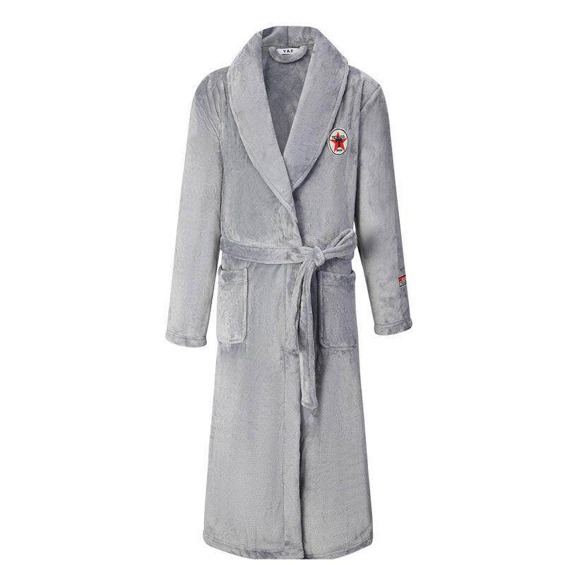 Autumn and winter new flannel men's bathrobes pajamas with integrated coral suede warm sleeping robes lengthened thickened bath clothes