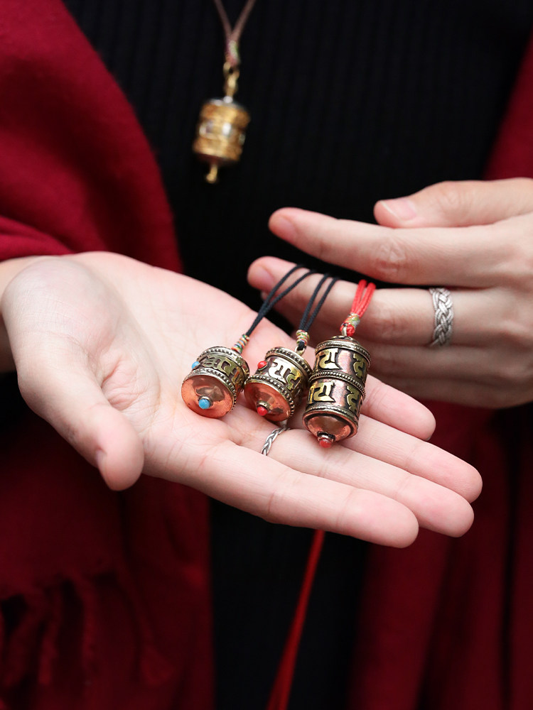 Personality Retro Cotton Twist Necklace Necklace Nepal Handmade Transfer Cylinder Pendant Six Words True Words Gauco Box Lovers Pendant