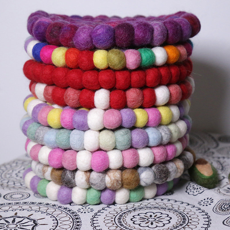 New Zealand imported wool mat Wool felt placemat Anti-hot pot mat Nordic style home food photo props