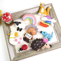 A variety of Nepalese handmade small animal wool felt childlike cute brooch pin scarf coat bag accessories female