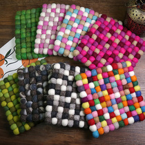  ins wind Nordic wool felt wool ball placemat pot mat thick heat insulation coaster soup bowl Home food props 20cm