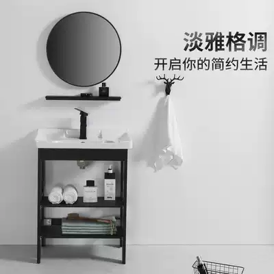 Floor-to-ceiling washbasin cabinet combination powder room Ceramic washbasin Small apartment integrated washbasin Balcony washbasin