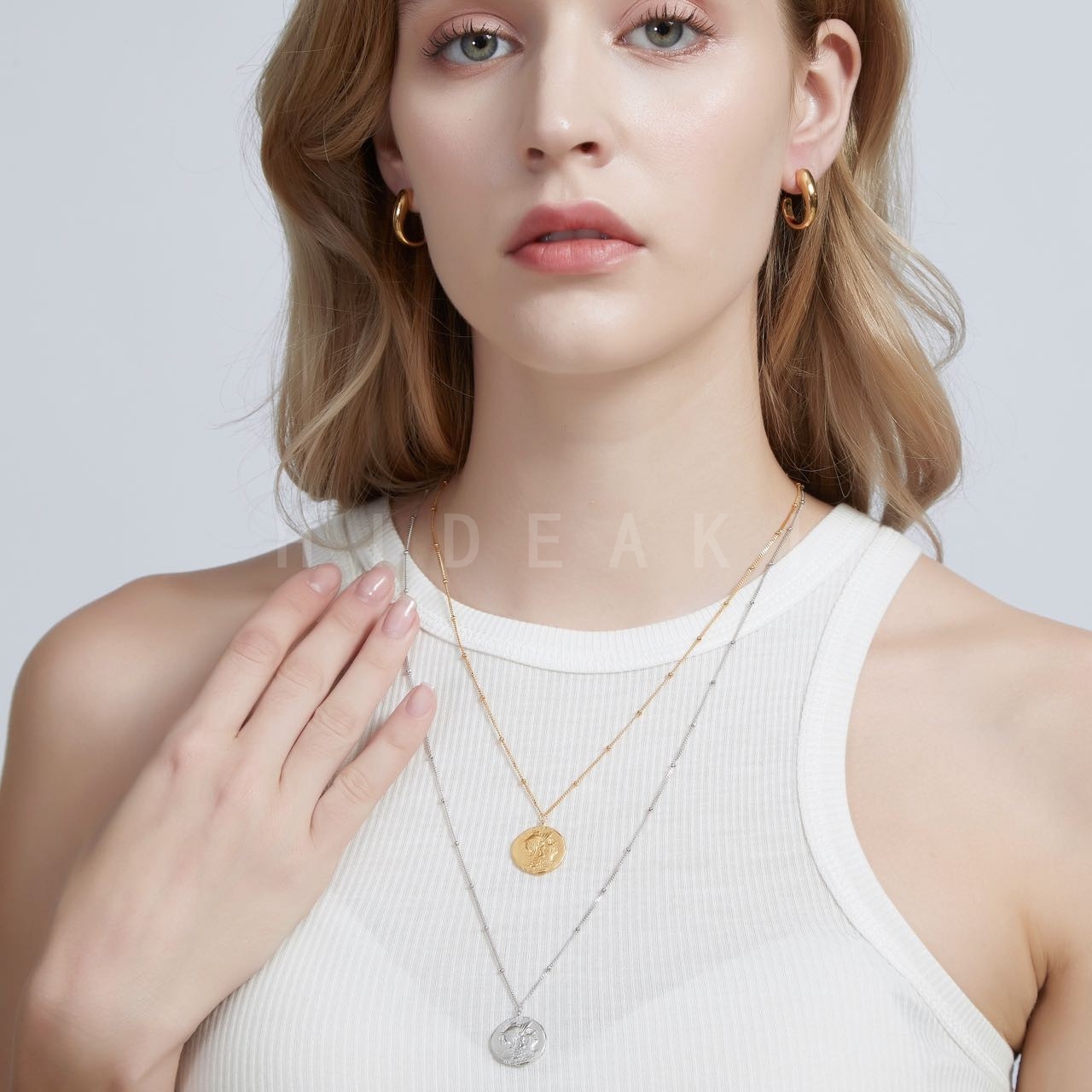 Hide Aki パーソナライズされたパターンのコインラウンドペンダントセーターチェーンファッションロングとショート925スターリングシルバーネックレスレディース用