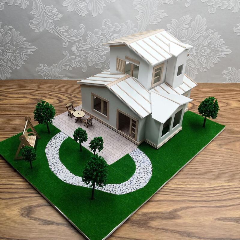 Sand Table Model Handmade DIY Villa White Foam Board Semi-Finished Wood Chip Materials Assembly Pvc Structure Design