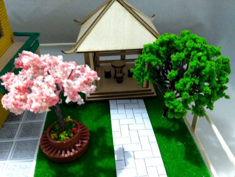 Sofa gỗ gazebo ghế xích đu đồ nội thất lắp ráp trang trí xây dựng hướng dẫn sử dụng bàn cát mô hình vật liệu cảnh - Trang trí nội thất phòng khách nhà cấp 4