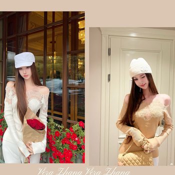 Moon Vera [King of Lace Es Base Layer] Design-Inspired Lace Patchwork Long-Sleeve Base T-Shirt for Outerwear or Layering