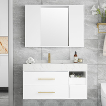Nordic Rock Board Bath Cabinet Wash Face Wash Hands Table Combined Toilet Wash Wall-mounted Wall-mounted Light Lavish Intelligent Feng Shui Mirror Cabinet