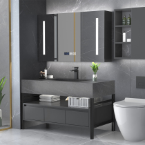 Bath Room Cabinet Modern Light Lavish Floor Type Rock Board Integrated Basin Wash Terrace Washbasin Toilet Washbasin Cabinet Combination