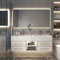Light Lavish Rockboard Bath Room Cabinet Washstand Basin Integrated Wash Terrace Washbasin Cabinet Combo Toilet Smart Mirror Bathroom