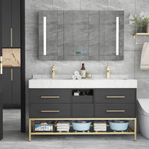 Rock Board Bath Room Cabinet Combined Toilet Wash-Wash Table Washbasin Cabinet Floor Type Hand Wash Pool Table Mirror Cabinet Modern Brief