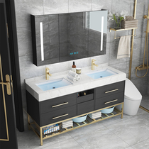 Marble Bath Room Cabinet Composition Nordic Wash-Face Double Basin Double Wash-wash Taseboard Rock Board Floor Style Feng Shui Mirror