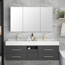 Rock Board Bath Room Cabinet Smart Marble Washbasin Handwashing Desk Cabinet Combination Nordic Toilet Wash Feng Shui Mirror Cabinet