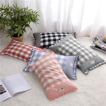Korean version of square pillow idyllic cotton pillowcase single full buckwheat leather pillow core millet shell helps sleep neck soft pillow