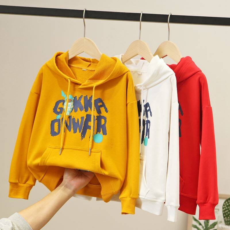 Male and female couriers hooded sweatshirt with long sleeves Child hit undershirt Spring and autumn Nets with pure cotton covered head blouses for the rest of the year