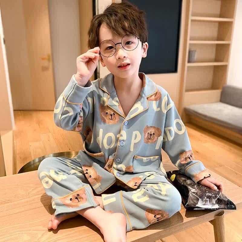 Children's home uniforms spring autumn male and female children pyjamas small baby air conditioning Shirt two-piece suit long sleeve cute cartoon cardiovert
