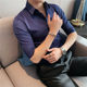 ເສື້ອເຊີດຜູ້ຊາຍລະດູຮ້ອນສາມສ່ວນສີ່ແຂນ slim and handsome ice silk solid color mid-sleeve inch thin quarter-sleeve Korean style shirt trend
