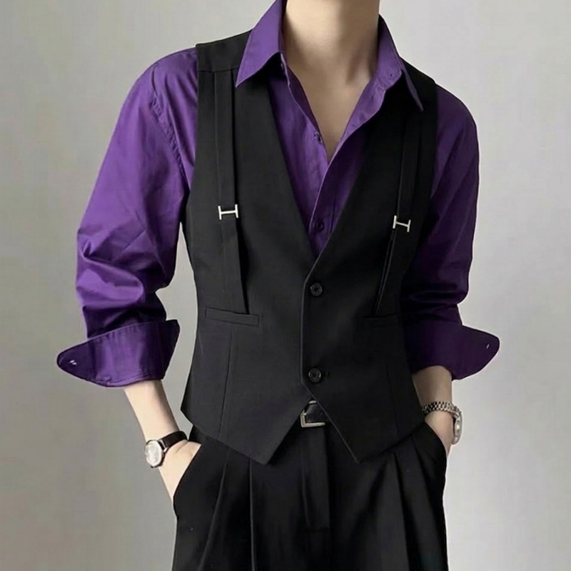 Men's Stylish Vest with a High-End Feel, Magician, Billiards, Ktv Club Workwear, Men's Decorative Suit Vest with Suspenders Men's Stylish Vest with a High-End Feel, Magician, Billiards, Ktv Club Workwear, Men's Decorative Suit Vest with Suspenders