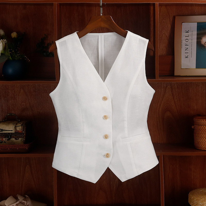 Original Linen Old Money Style 100% Linen V-Neck Vest 2026 Summer Thin Tencel Short Sleeveless Vest Original Linen Old Money Style 100% Linen V-Neck Vest 2026 Summer Thin Tencel Short Sleeveless Vest