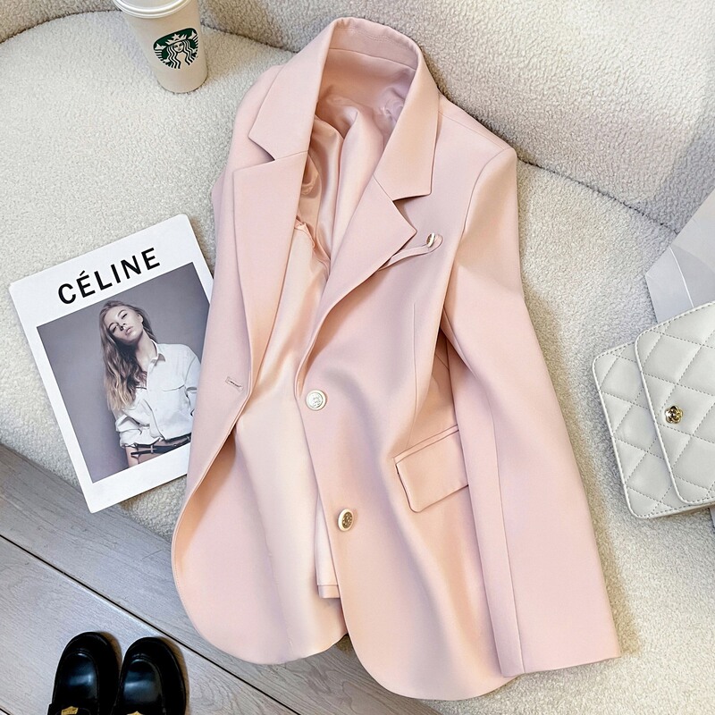Pink Age-Reducing Blazer for Women 2026 Spring and Autumn New Style High-End Loose Casual Elegant Simple Commuter Suit Pink Age-Reducing Blazer for Women 2026 Spring and Autumn New Style High-End Loose Casual Elegant Simple Commuter Suit