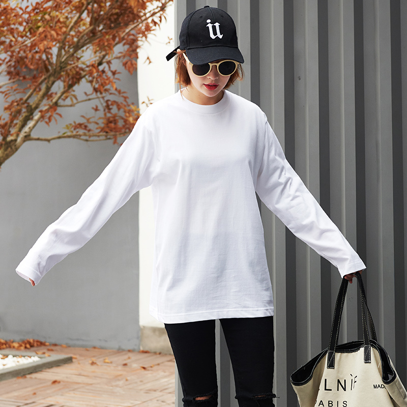 Undershirt woman long sleeve T-shirt early fall 2020 new pure cotton inner lap to wear white Korean version pure color loose blouse