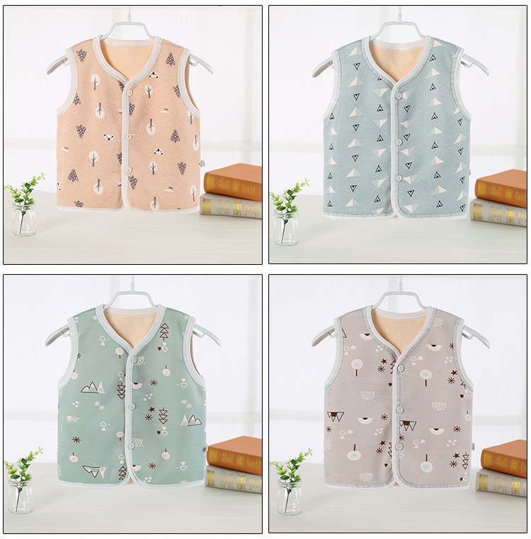 Trẻ em 1 vest cộng nhung dày 2 phim hoạt hình 2018 mới thu đông 3 nam nữ vest ấm áp 4 bé mặc áo gile màu be