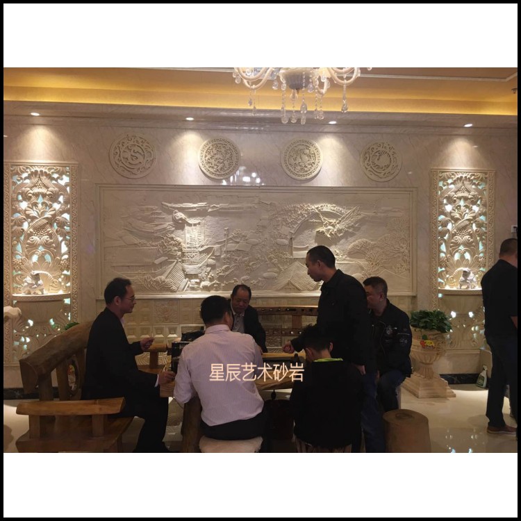Sandstone Round Carved Fibreglass Relief Fresco on Qingming Upper River Tuan Hotel Hotel Clubhouse Hotel Teahouse Interior And Exterior Decoration