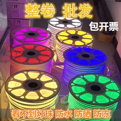 LED light with neon light round 360 degrees outdoor outdoor waterproof exterior wall flexible 220V cord light bar super bright