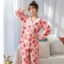 Bộ đồ ngủ lụa cotton dài tay của phụ nữ mùa xuân và mùa hè phù hợp với kimono ren-up cotton nhân tạo phục vụ tại nhà cotton lụa kích thước lớn phù hợp với điều hòa nhiệt độ - Nam giới