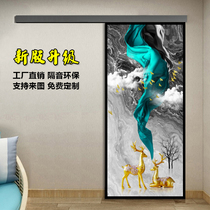 Custom Nordic barn door color carved toilet push-pull door paint solid wood slide door hidden hanging rail kitchen door