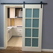 Customized Nordic kitchen barn door glass partition door sliding door toilet ancient warehouse door with lock hanging sliding mirror door