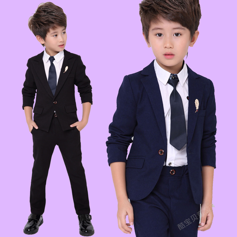 Boys' Suit 2021 New Autumn Children's Black Dress Host Children's Performance Dress Flower Girl Three-Piece Set