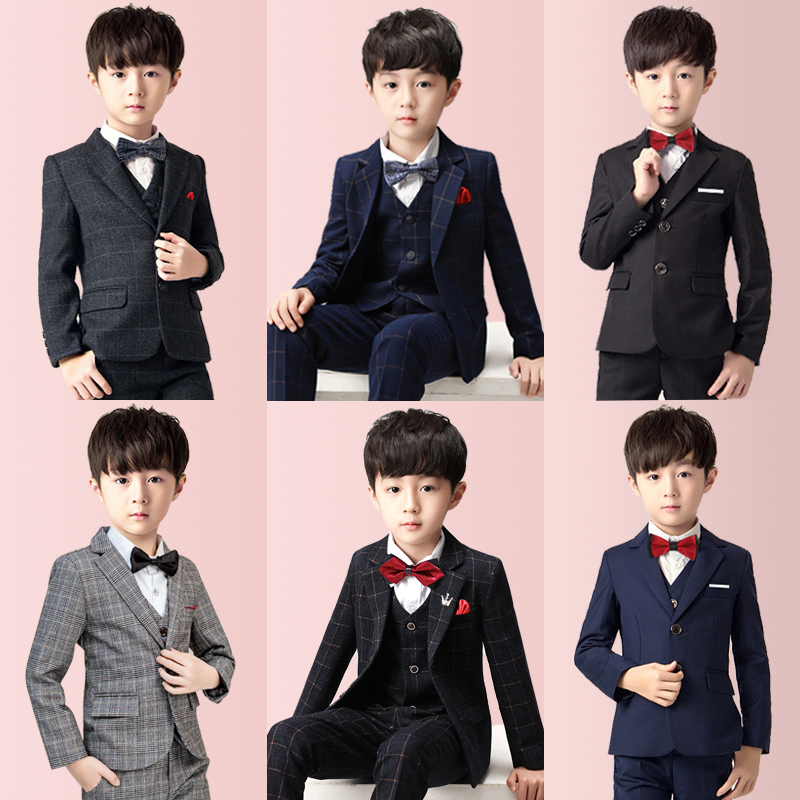 Flower Boy Gown Small Suit Boy Suit Suit Boy Casual West Suit Winter Plus Suede Big Boy Chair Play Out-Taobao