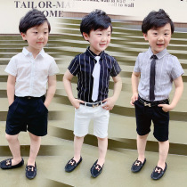 Boy Shirt Body personality 2022 Summer slim fit Short sleeves Child Shirt Baby Foreign Air Shorts Two Suits