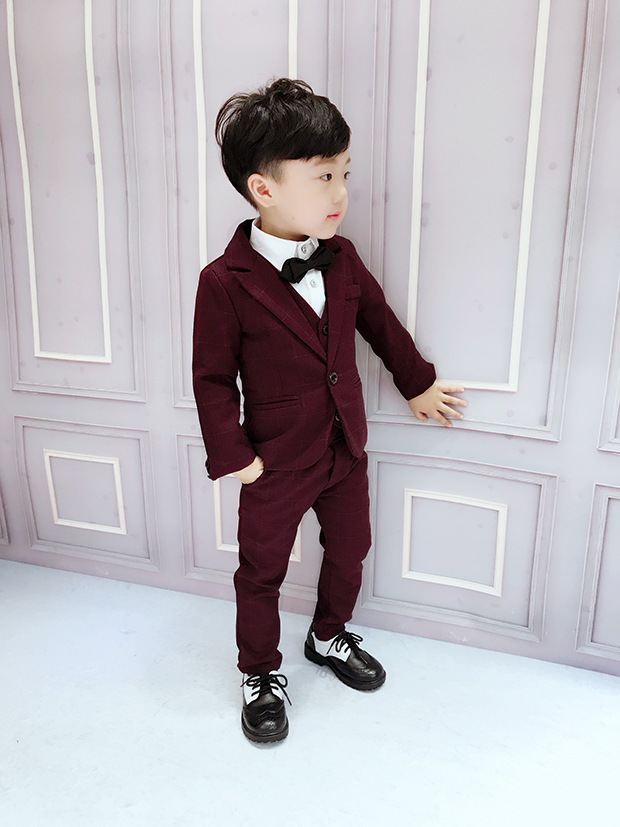 Váy bé gái họa tiết bé trai set đồ mùa đông ba mảnh cộng với nhung dày trẻ em Anh kẻ sọc khoe dáng mùa thu đầm đẹp cho be gái 7 tuổi
