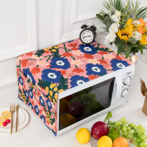 Country American style floral microwave oven dustproof cover cloth Cotton linen art oil-proof protective cover storage pocket cover towel