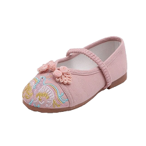 Girls embroidered shoes Chinese style old Beijing cloth shoes childrens Hanfu shoes flat costume shoes baby dance performance shoes