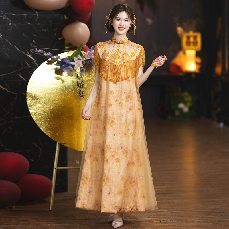 Engagement Dress, New Chinese-Style Cheongsam, Morning Robe for Women, Bride 2026 New Style, Toast Dress, Dress That Can Be Worn Daily, Plus Size