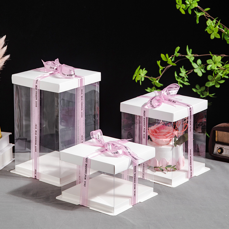 4 inches, 6 inches, 8 inches, 10 inches, 12 inches, birthday cake box, transparent, four inches, six inches, eight inches, double-layer packaging box