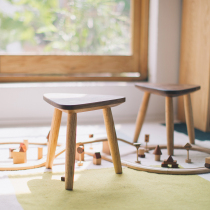 MUMO Wood-ink triangle stool children black walnut Red Oak creative solid wood three-legged small bench