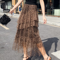 Spring and summer new super fairy gauze skirt BAO WEN cake skirt Korean temperament irregular puffy mesh skirt tide