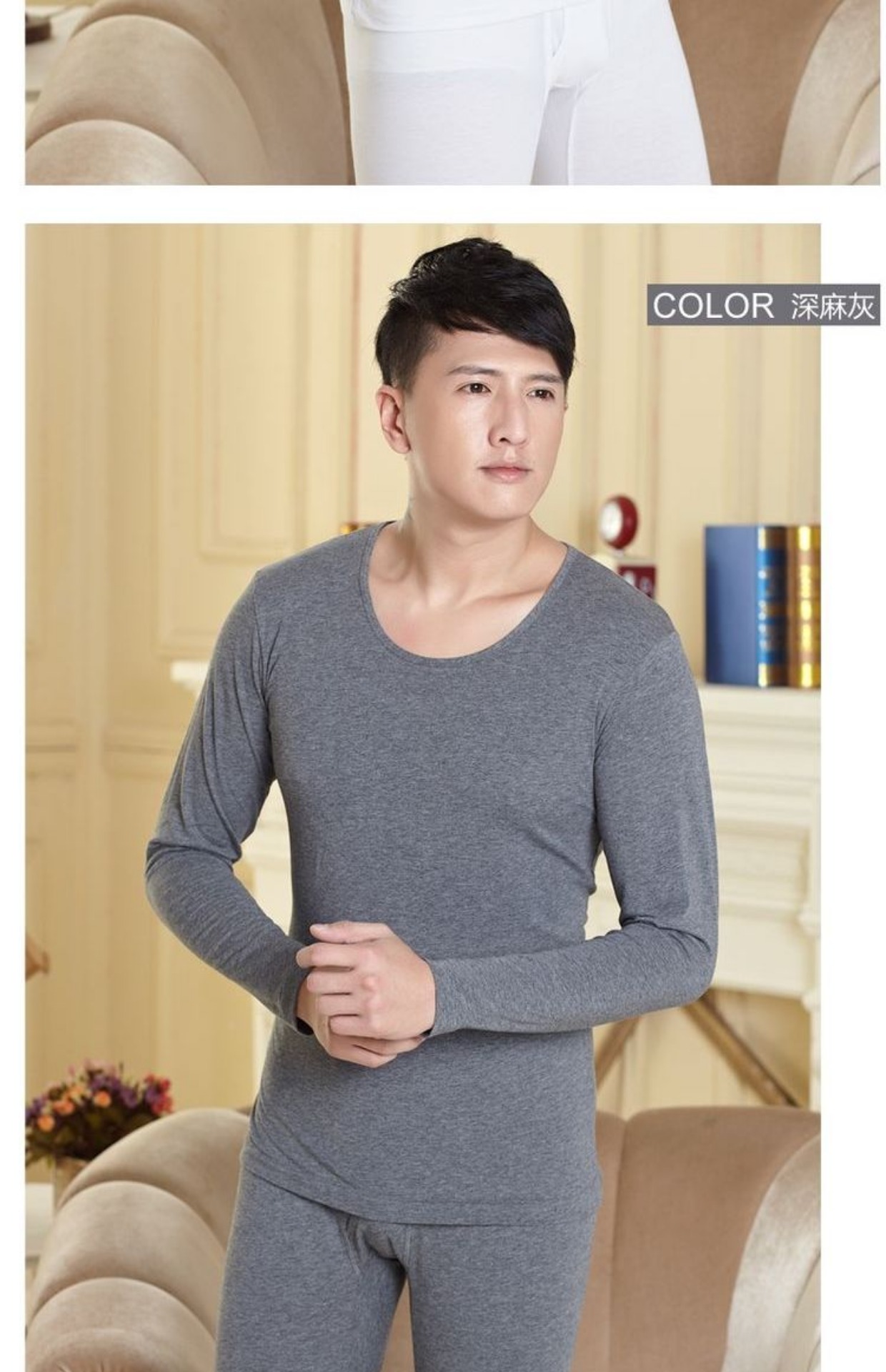 Bộ đồ lót nhiệt cho nam Pan Meige Cotton Lycra Qiuyi Qiuku phần mỏng chạm đáy áo 6698/1101 bộ thu đông big size
