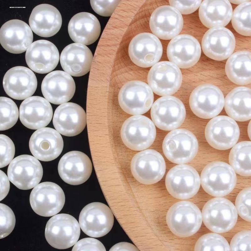 Imitation Pearl Loose Beads DIY Accessories Strong Light Round Bracelet Necklace Sweater Chain Neck with Holes Weighing Bare Beads
