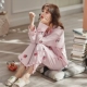 Đồ ngủ cotton nữ mùa xuân và mùa thu dài tay cotton ngọt ngào công chúa gió sinh viên dịch vụ nhà hai mảnh phù hợp với phần mỏng mùa đông - Cặp đôi bộ đồ the thao nữ hàng hiệu