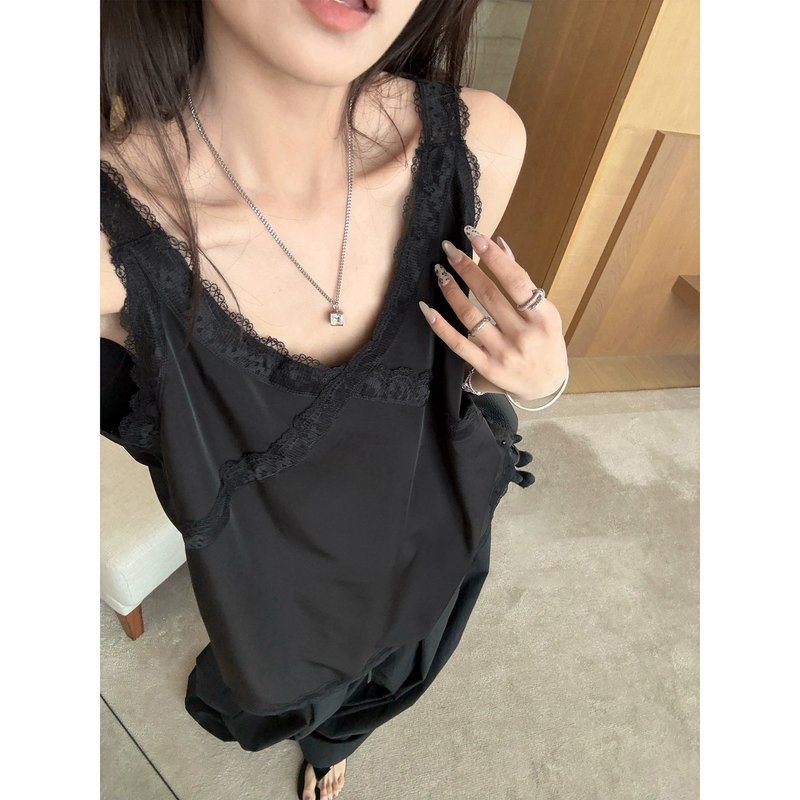 Lace-Trimmed Silk Satin Vest for Women, 2026 Spring and Summer New Style, High-End, Relaxed and Loose Outerwear Top
