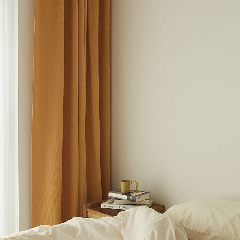 Like a ray of dawn can be customized ginger yellow linen solid color drape curtain natural fiber full linen customization